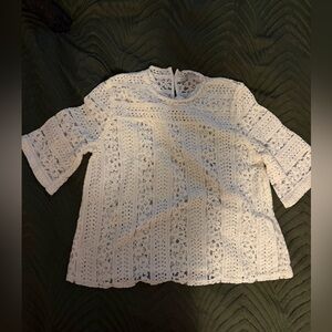 LOFT Ivory Crochet Lace Shell